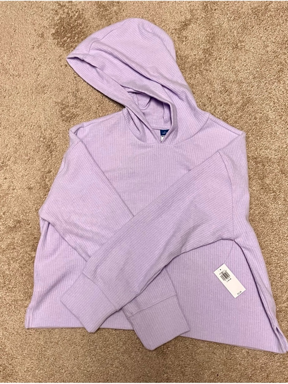 Old Navy Lilac Ribbed Pullover Hoodie